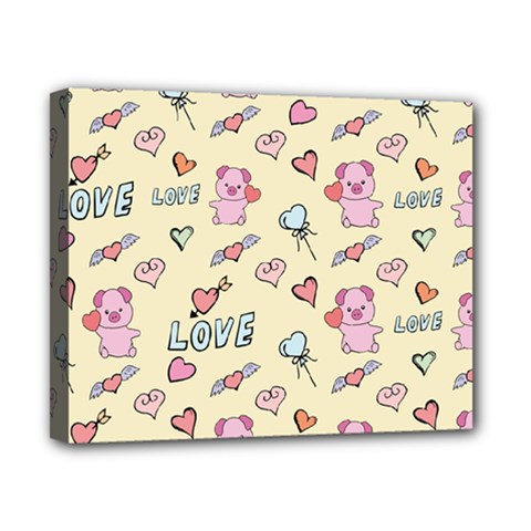 Pig Animal Love Romance Seamless Texture Pattern Canvas 10  X 8  (stretched) by pakminggu