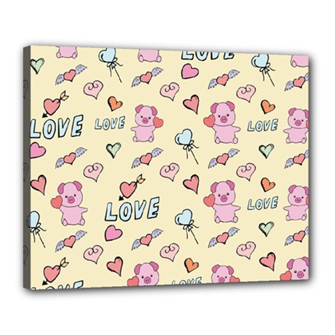 Pig Animal Love Romance Seamless Texture Pattern Canvas 20  X 16  (stretched) by pakminggu