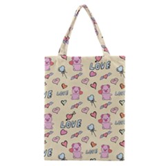 Pig Animal Love Romance Seamless Texture Pattern Classic Tote Bag by pakminggu