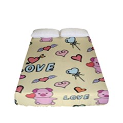 Pig Animal Love Romance Seamless Texture Pattern Fitted Sheet (full/ Double Size) by pakminggu