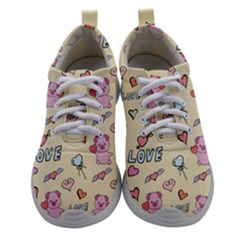 Pig Animal Love Romance Seamless Texture Pattern Women Athletic Shoes by pakminggu