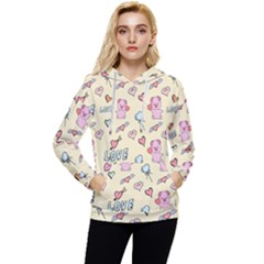 Pig Animal Love Romance Seamless Texture Pattern Women s Lightweight Drawstring Hoodie