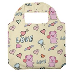 Pig Animal Love Romance Seamless Texture Pattern Premium Foldable Grocery Recycle Bag