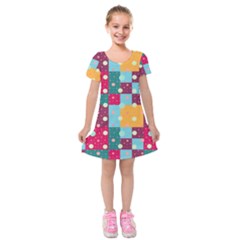 Background Pattern Texture Design Dots Wallpaper Kids  Short Sleeve Velvet Dress