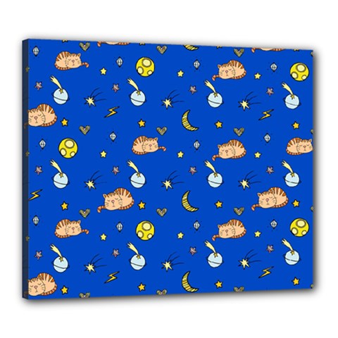 Cat Animals Sleep Stars Seamless Background Canvas 24  X 20  (stretched) by pakminggu