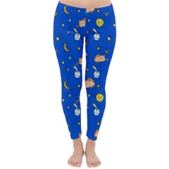 Cat Animals Sleep Stars Seamless Background Classic Winter Leggings by pakminggu