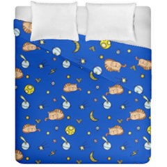 Cat Animals Sleep Stars Seamless Background Duvet Cover Double Side (california King Size) by pakminggu