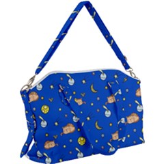 Cat Animals Sleep Stars Seamless Background Canvas Crossbody Bag by pakminggu