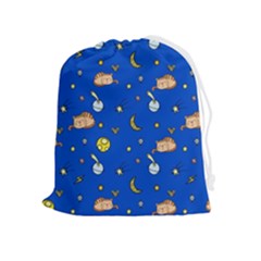 Cat Animals Sleep Stars Seamless Background Drawstring Pouch (xl) by pakminggu