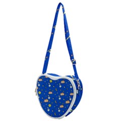 Cat Animals Sleep Stars Seamless Background Heart Shoulder Bag by pakminggu