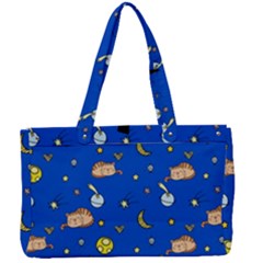 Cat Animals Sleep Stars Seamless Background Canvas Work Bag by pakminggu