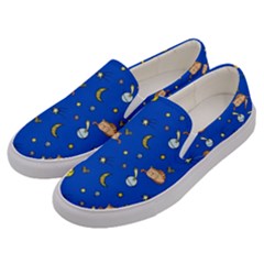 Cat Animals Sleep Stars Seamless Background Men s Canvas Slip Ons by pakminggu