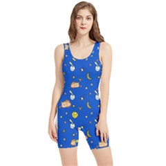 Cat Animals Sleep Stars Seamless Background Women s Wrestling Singlet by pakminggu