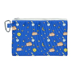 Cat Animals Sleep Stars Seamless Background Canvas Cosmetic Bag (large) by pakminggu