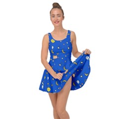 Cat Animals Sleep Stars Seamless Background Inside Out Casual Dress by pakminggu