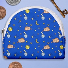 Cat Animals Sleep Stars Seamless Background Horseshoe Style Canvas Pouch by pakminggu