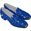 Cat Animals Sleep Stars Seamless Background Women s Chunky Heel Loafers View3