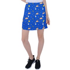 Cat Animals Sleep Stars Seamless Background Tennis Skirt by pakminggu