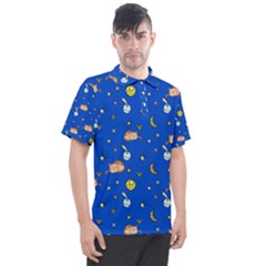 Cat Animals Sleep Stars Seamless Background Men s Polo Tee by pakminggu