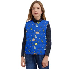 Cat Animals Sleep Stars Seamless Background Kid s Short Button Up Puffer Vest	 by pakminggu