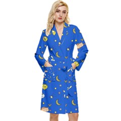 Cat Animals Sleep Stars Seamless Background Long Sleeve Velvet Robe by pakminggu