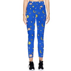 Cat Animals Sleep Stars Seamless Background Pocket Leggings  by pakminggu