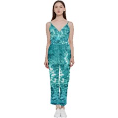 Nature Wallpaper Bubbles Water Bubbly V-neck Spaghetti Strap Tie Front Jumpsuit by pakminggu