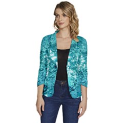 Nature Wallpaper Bubbles Water Bubbly Women s One-button 3/4 Sleeve Short Jacket by pakminggu