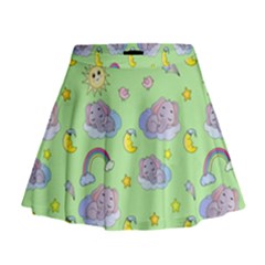 Elephant Sleeping Elephants Background Mini Flare Skirt by pakminggu