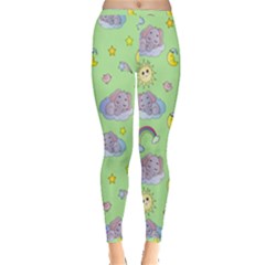 Elephant Sleeping Elephants Background Inside Out Leggings by pakminggu