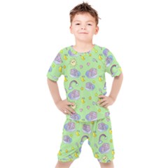 Elephant Sleeping Elephants Background Kids  Tee And Shorts Set by pakminggu