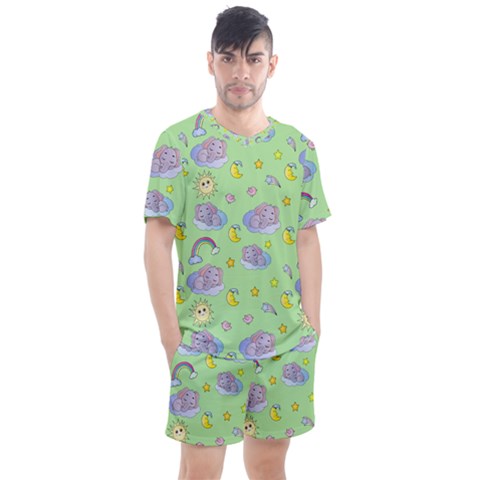 Elephant Sleeping Elephants Background Men s Mesh Tee And Shorts Set by pakminggu