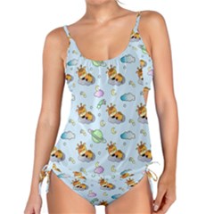 Pattern Giraffe Animal Seamless Scrapbooking Blue Tankini Set by pakminggu