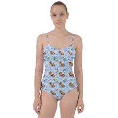 Pattern Giraffe Animal Seamless Scrapbooking Blue Sweetheart Tankini Set by pakminggu