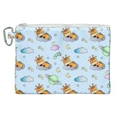 Pattern Giraffe Animal Seamless Scrapbooking Blue Canvas Cosmetic Bag (xl) by pakminggu