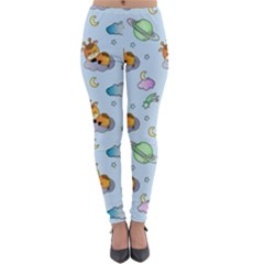 Pattern Giraffe Animal Seamless Scrapbooking Blue Lightweight Velour Leggings by pakminggu