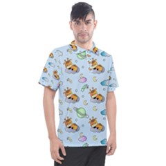 Pattern Giraffe Animal Seamless Scrapbooking Blue Men s Polo Tee by pakminggu