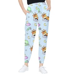 Pattern Giraffe Animal Seamless Scrapbooking Blue Women s Tapered Pants by pakminggu