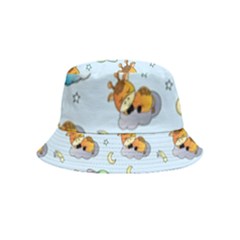 Pattern Giraffe Animal Seamless Scrapbooking Blue Inside Out Bucket Hat (kids) by pakminggu