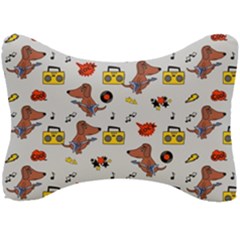 Background Pattern Texture Design Dog Music Seat Head Rest Cushion by pakminggu