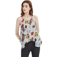 Background Pattern Texture Design Dog Music Flowy Camisole Tank Top by pakminggu