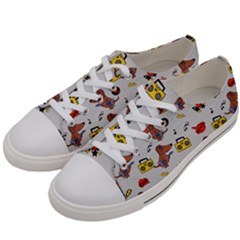 Background Pattern Texture Design Dog Music Men s Low Top Canvas Sneakers by pakminggu