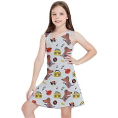 Background Pattern Texture Design Dog Music Kids  Lightweight Sleeveless Dress by pakminggu