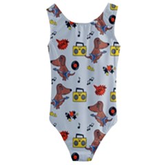 Background Pattern Texture Design Dog Music Kids  Cut-out Back One Piece Swimsuit by pakminggu