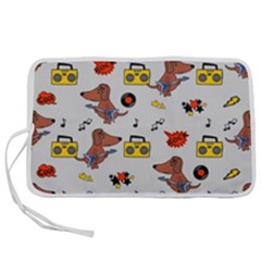 Background Pattern Texture Design Dog Music Pen Storage Case (m) by pakminggu