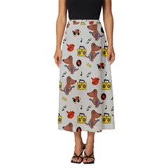 Background Pattern Texture Design Dog Music Classic Midi Chiffon Skirt by pakminggu