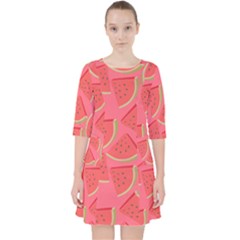 Watermelon Background Watermelon Wallpaper Quarter Sleeve Pocket Dress by pakminggu