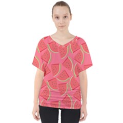 Watermelon Background Watermelon Wallpaper V-neck Dolman Drape Top by pakminggu