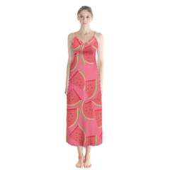 Watermelon Background Watermelon Wallpaper Button Up Chiffon Maxi Dress by pakminggu