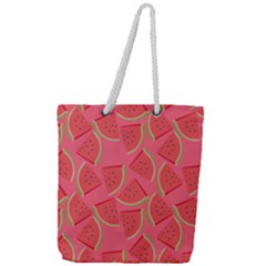 Watermelon Background Watermelon Wallpaper Full Print Rope Handle Tote (large) by pakminggu